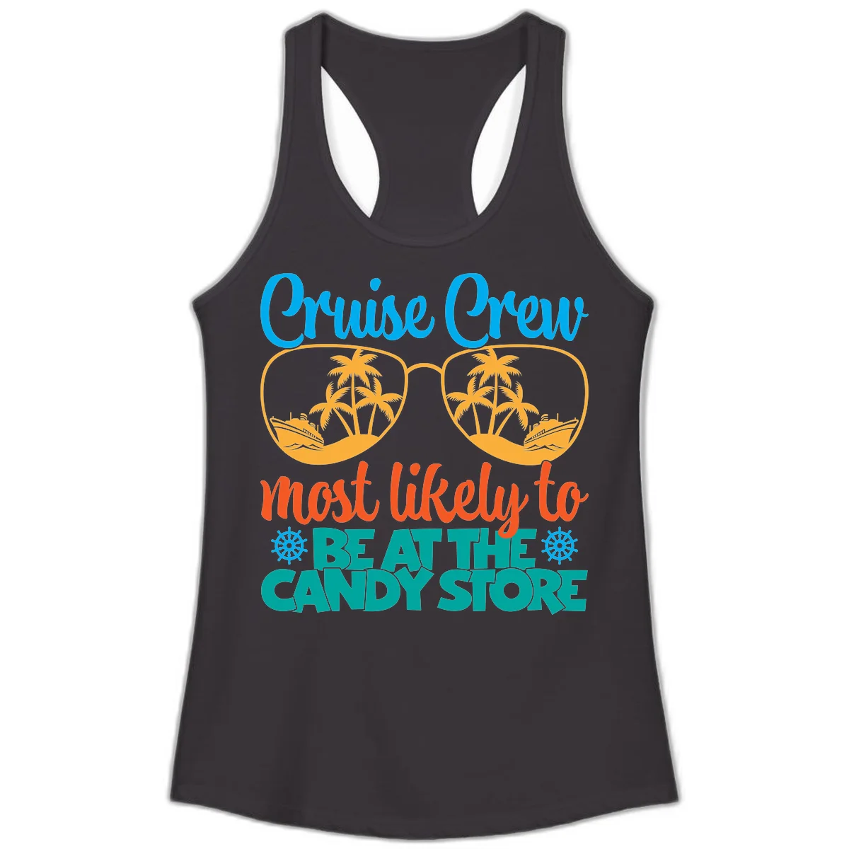 Cruise Crew Most Likely To Breathe Candy Store Ladies Tank in Black