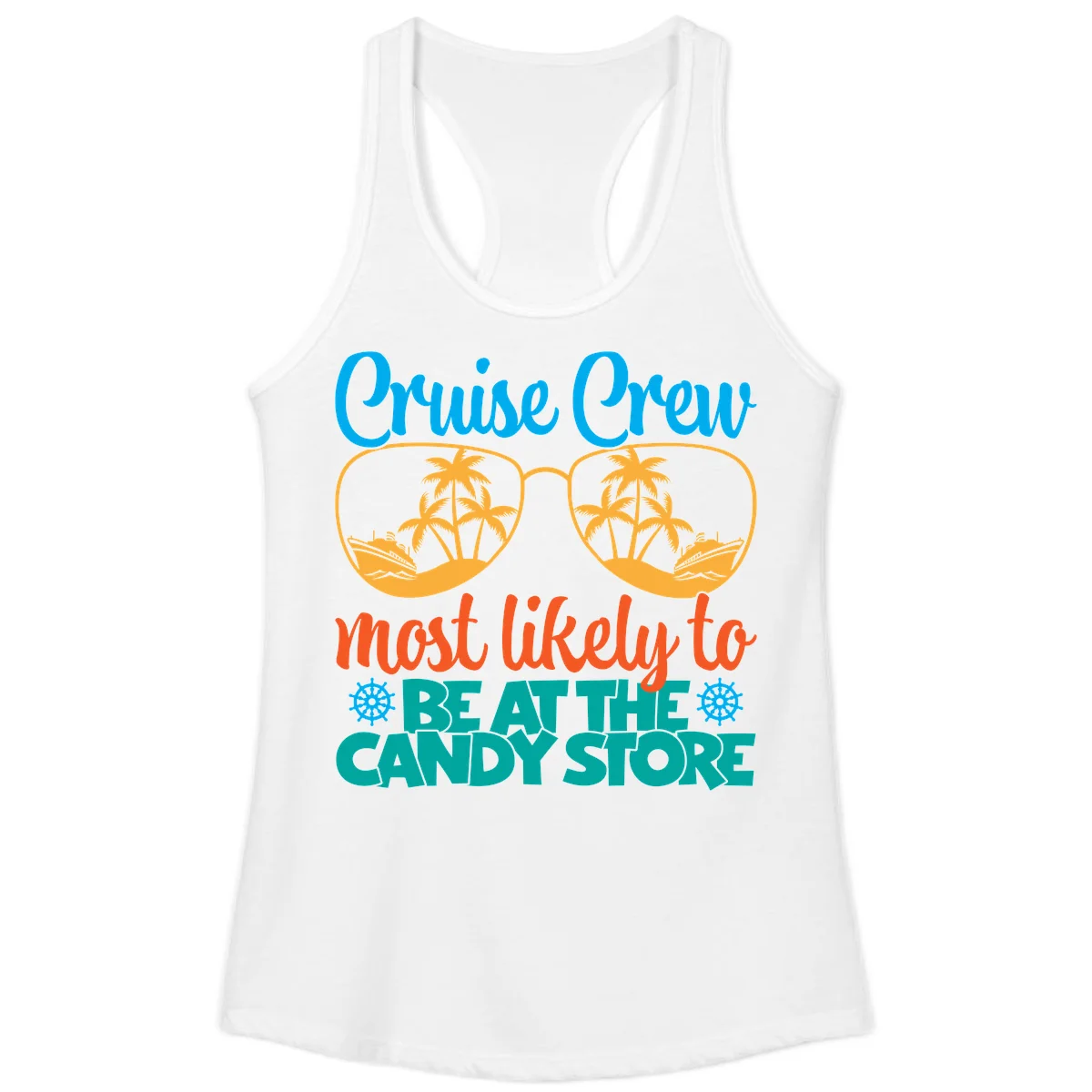 Cruise Crew Most Likely To Breathe Candy Store Ladies Tank in White