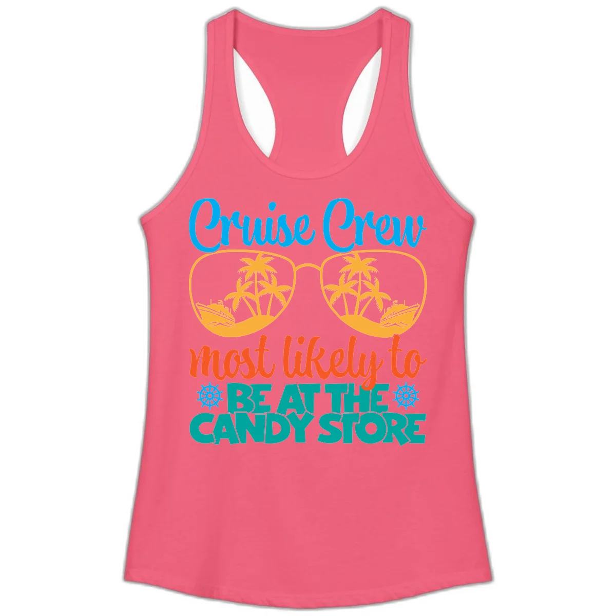 Cruise Crew Most Likely To Breathe Candy Store Ladies Tank in Hot Pink