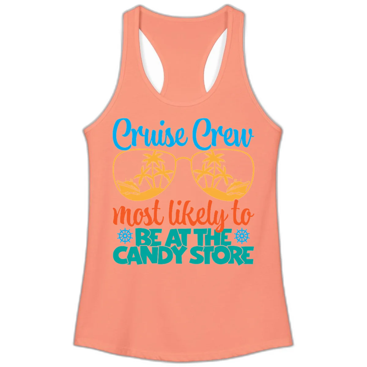 Cruise Crew Most Likely To Breathe Candy Store Ladies Tank in Solid Light Orange
