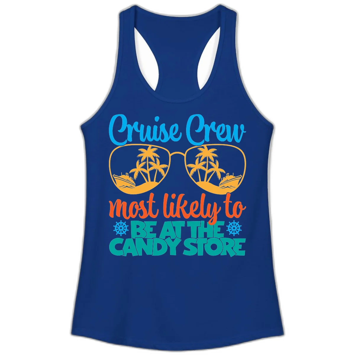 Cruise Crew Most Likely To Breathe Candy Store Ladies Tank in Solid Royal