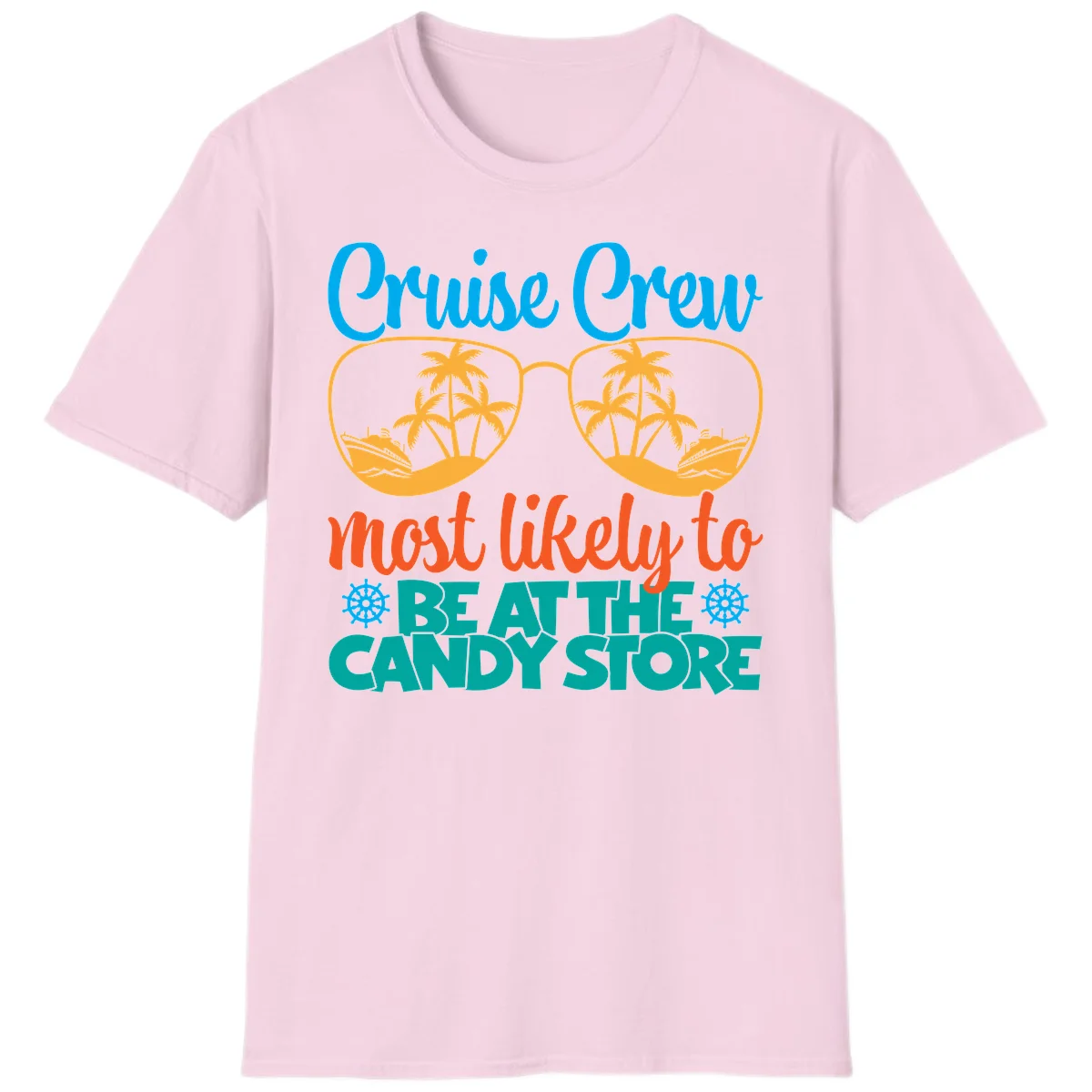 Cruise Crew Most Likely To Breathe Candy Store T-Shirt in Light Pink