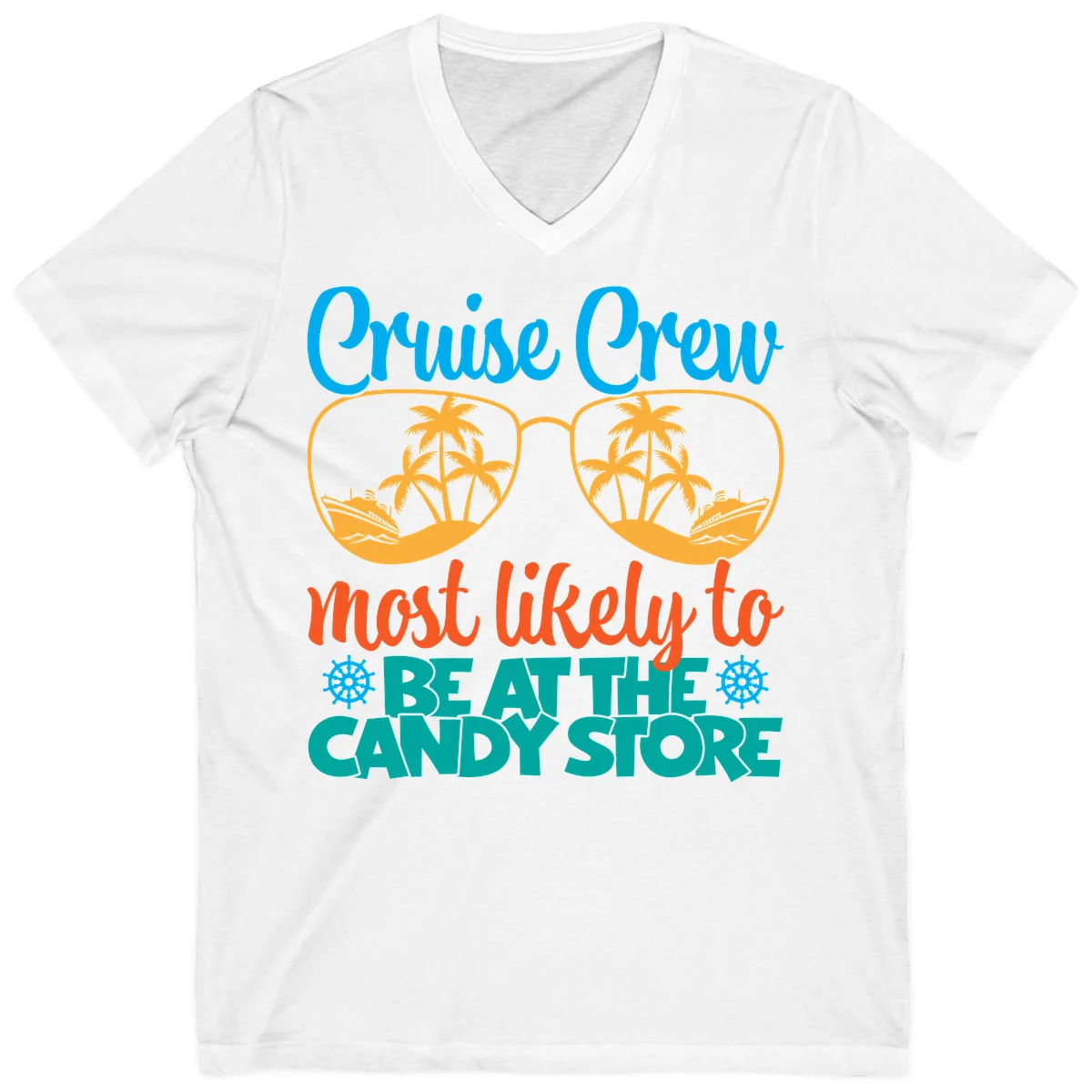 Cruise Crew Most Likely To Breathe Candy Store V-Neck in White