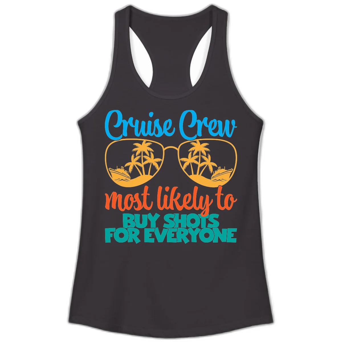 Cruise Crew Most Likely To Buy Shots Ladies Tank in Black