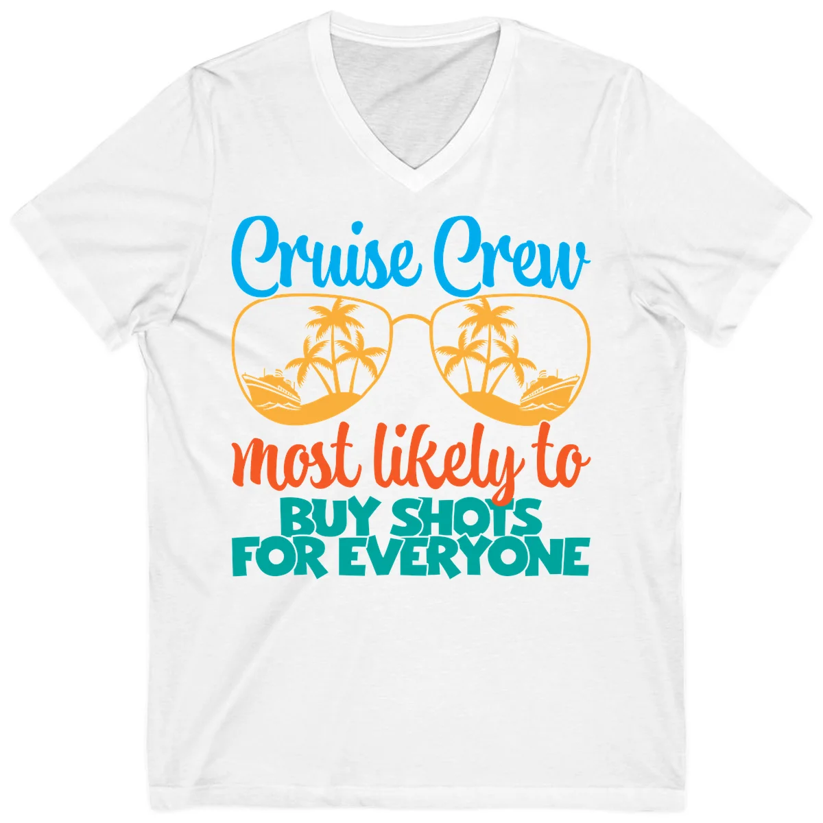 Cruise Crew Most Likely To Buy Shots V-Neck in White