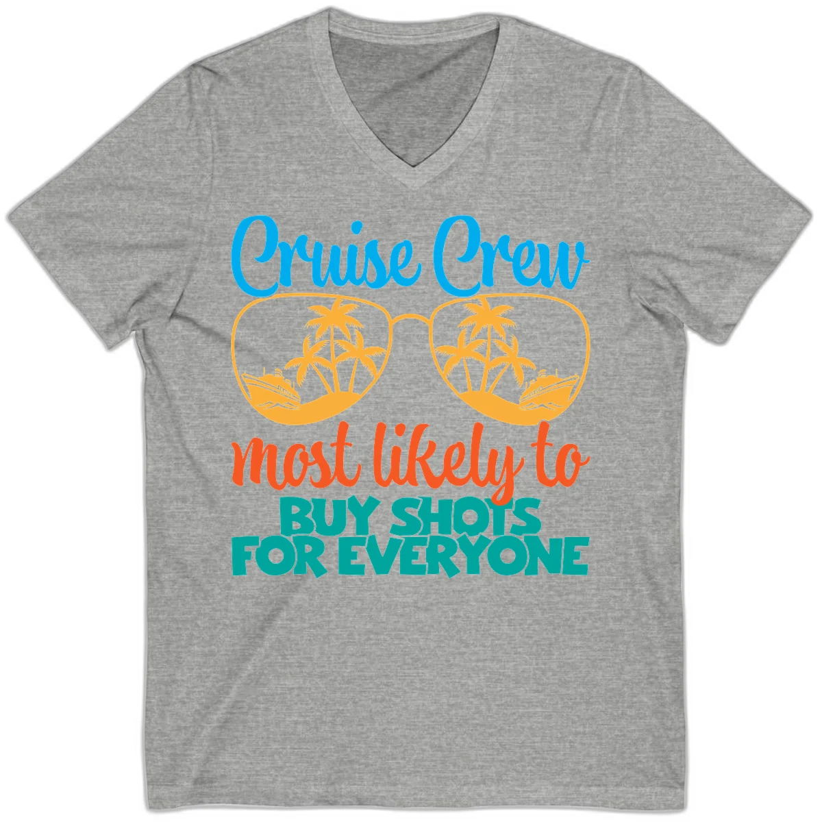 Cruise Crew Most Likely To Buy Shots V-Neck in Athletic Heather