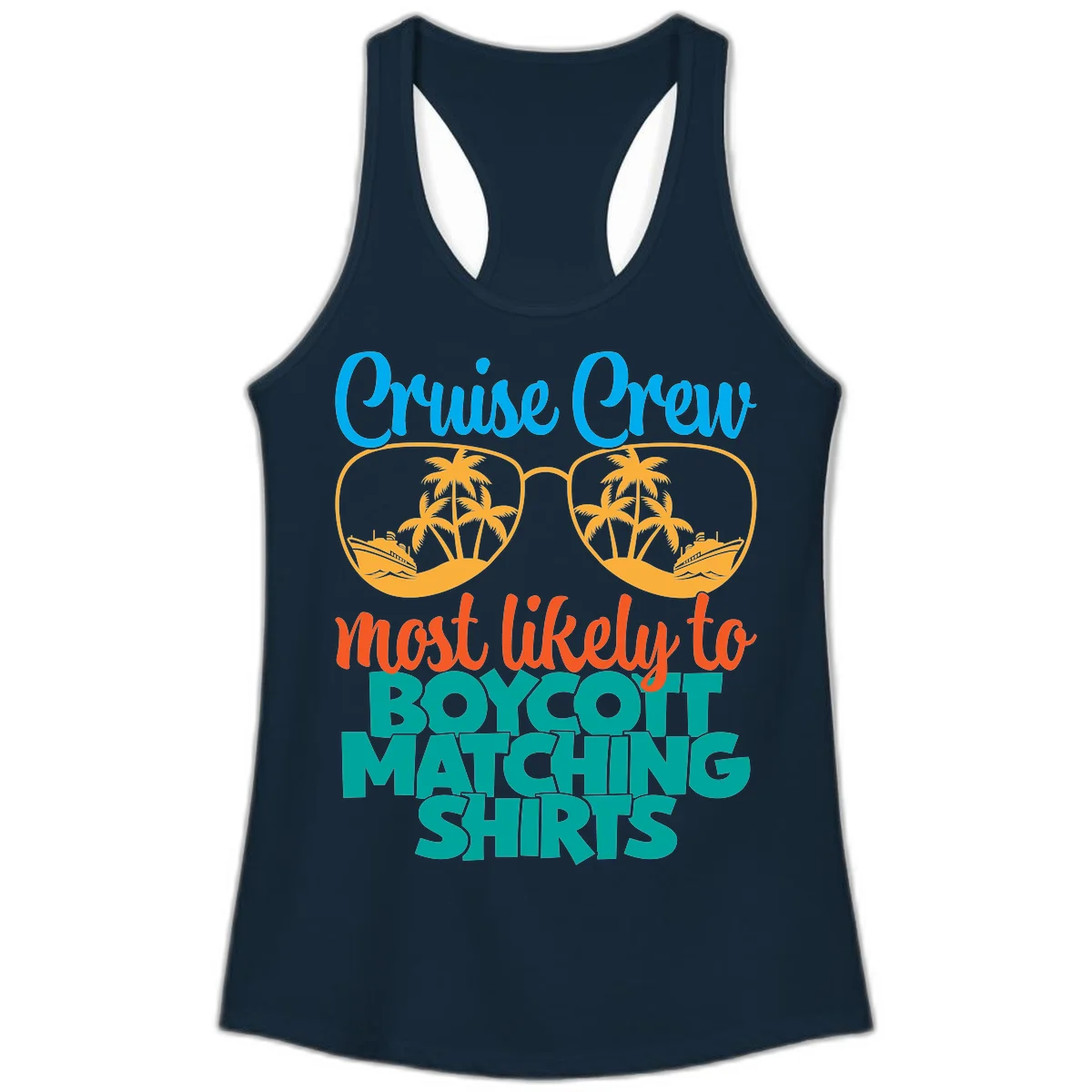Cruise Crew Most Likely To Boycott Matching Ladies Tank in Solid Midnight Navy