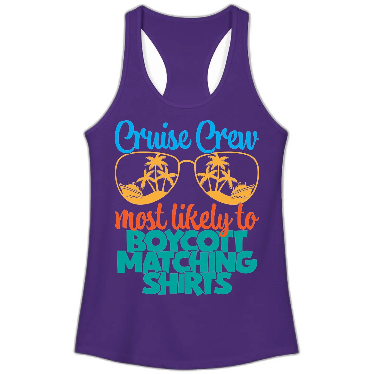Cruise Crew Most Likely To Boycott Matching Ladies Tank in Solid Purple Rush