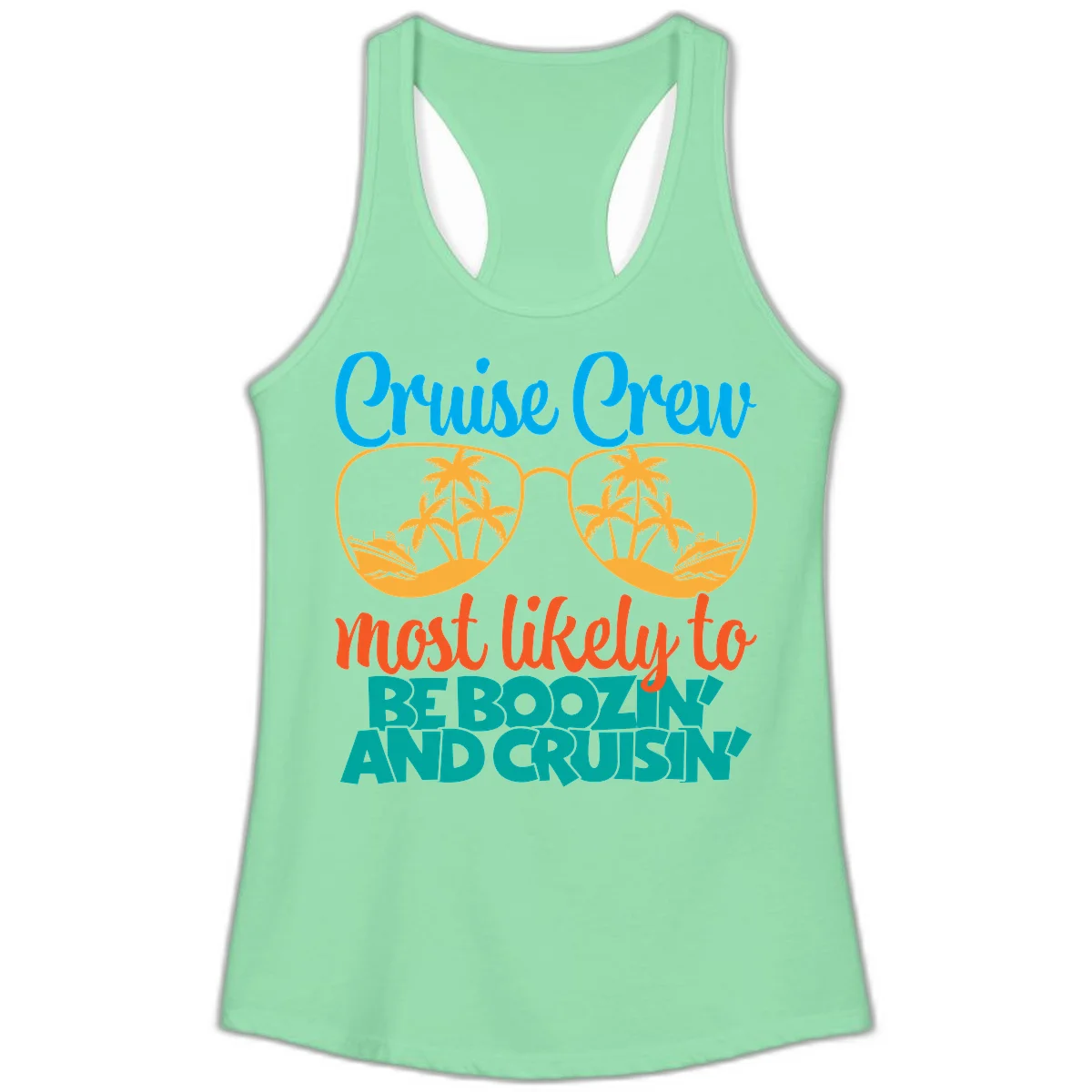 Cruise Crew Most Likely to be Boozing Ladies Tank in Solid Mint