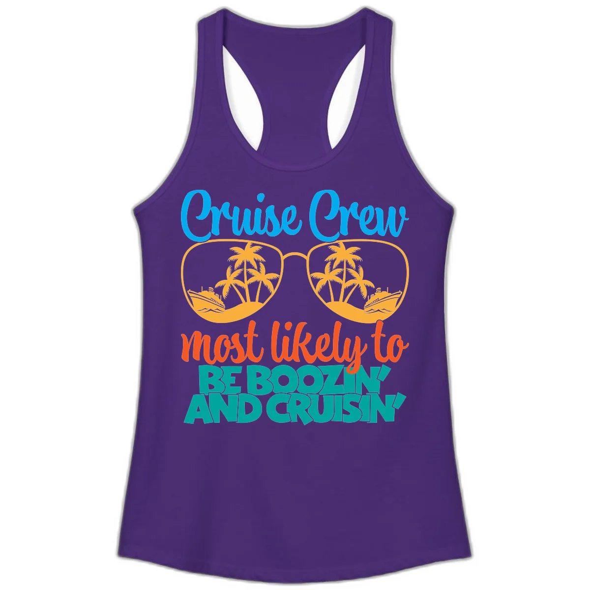 Cruise Crew Most Likely to be Boozing Ladies Tank in Solid Purple Rush
