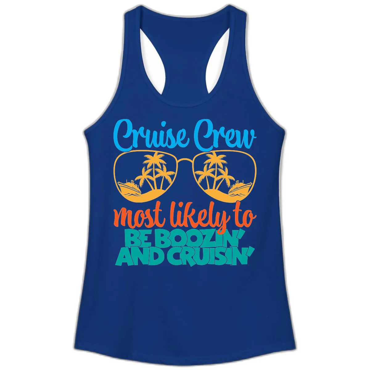 Cruise Crew Most Likely to be Boozing Ladies Tank in Solid Royal