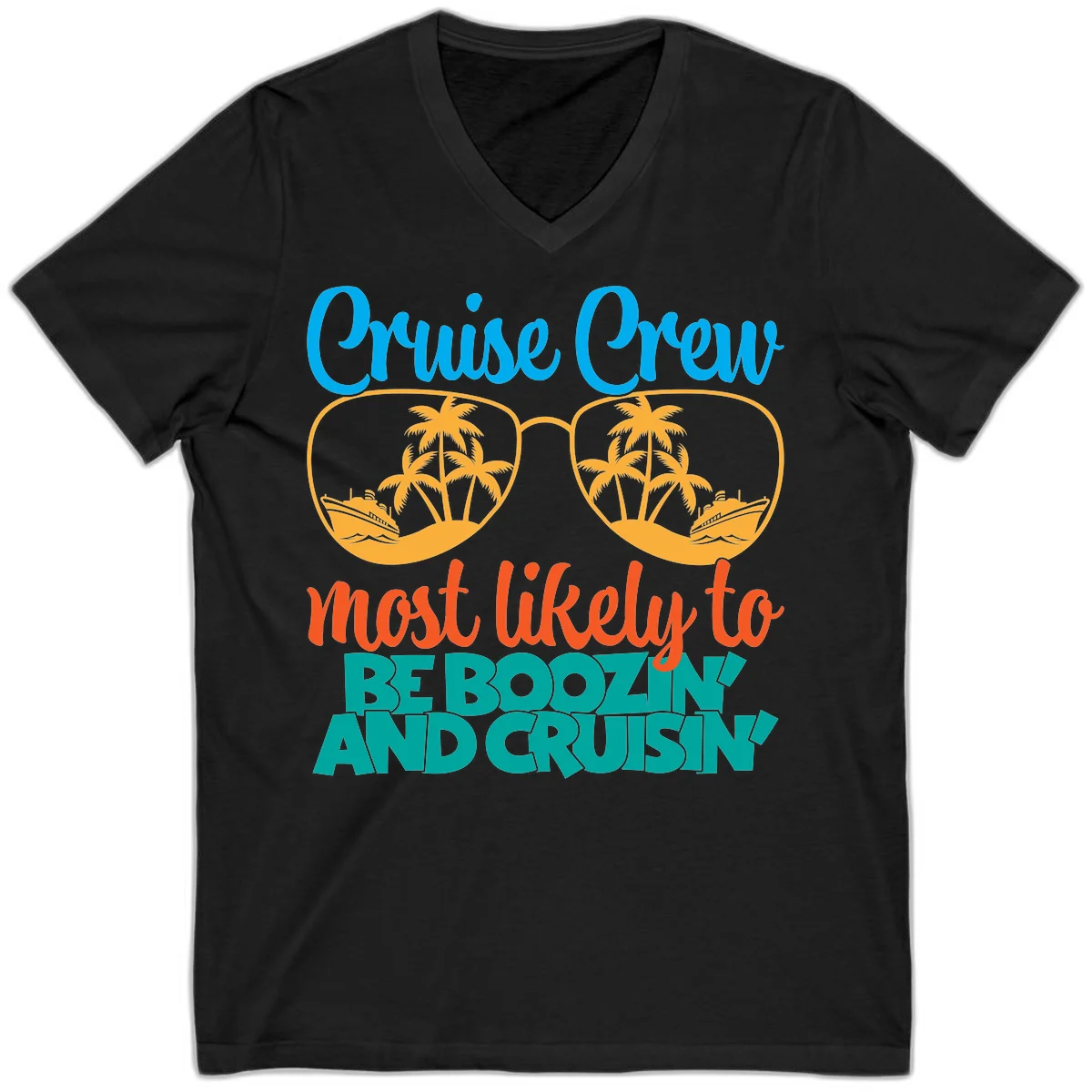 Cruise Crew Most Likely to be Boozing V-Neck in Black