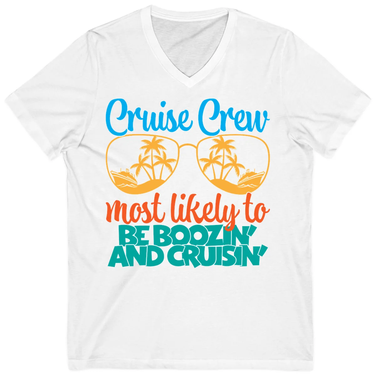 Cruise Crew Most Likely to be Boozing V-Neck in White