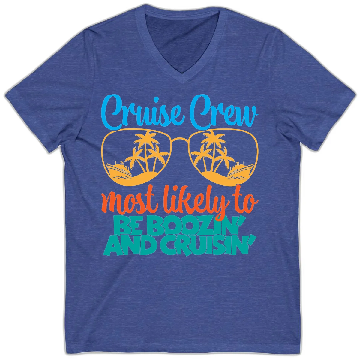 Cruise Crew Most Likely to be Boozing V-Neck in Heather True Royal
