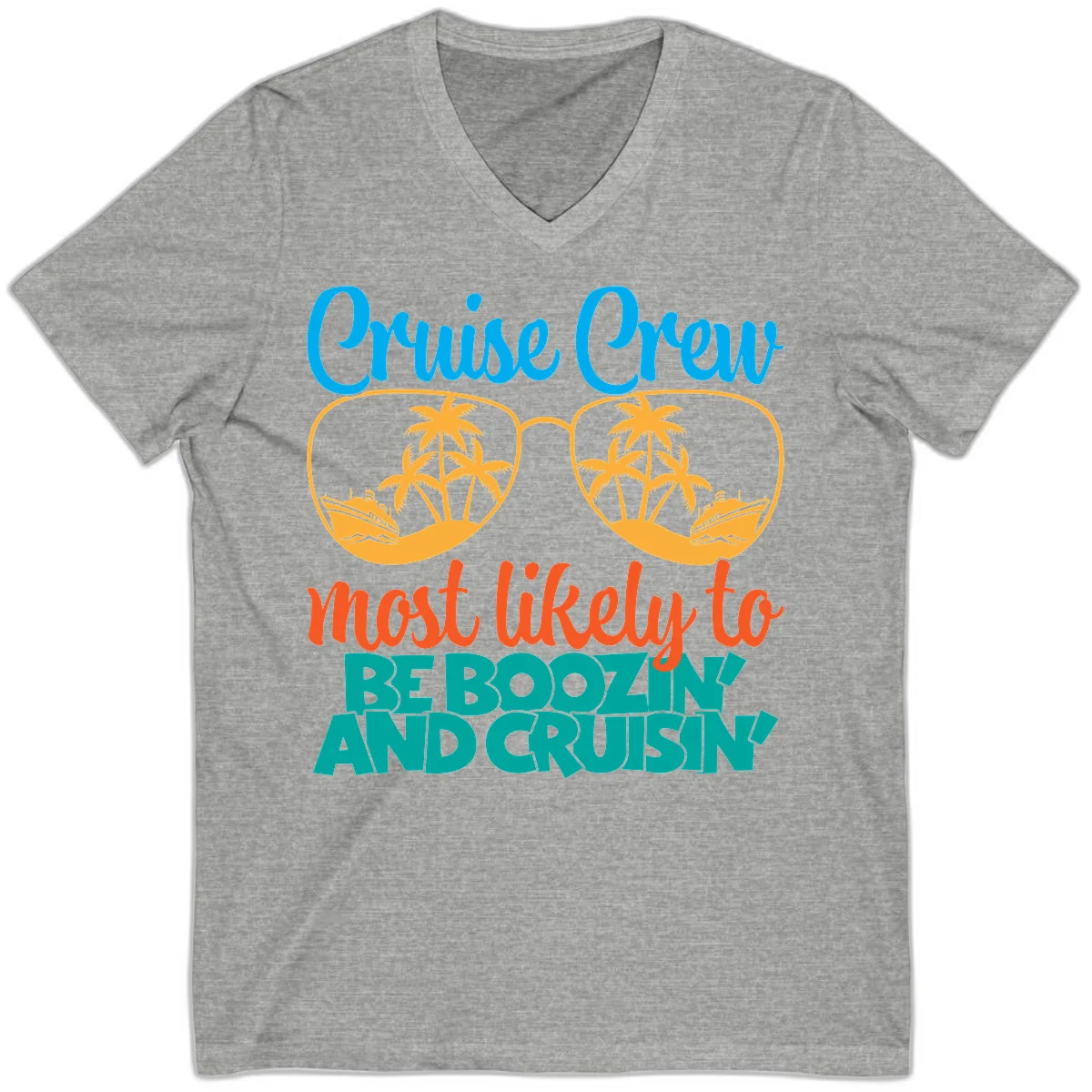 Cruise Crew Most Likely to be Boozing V-Neck in Athletic Heather