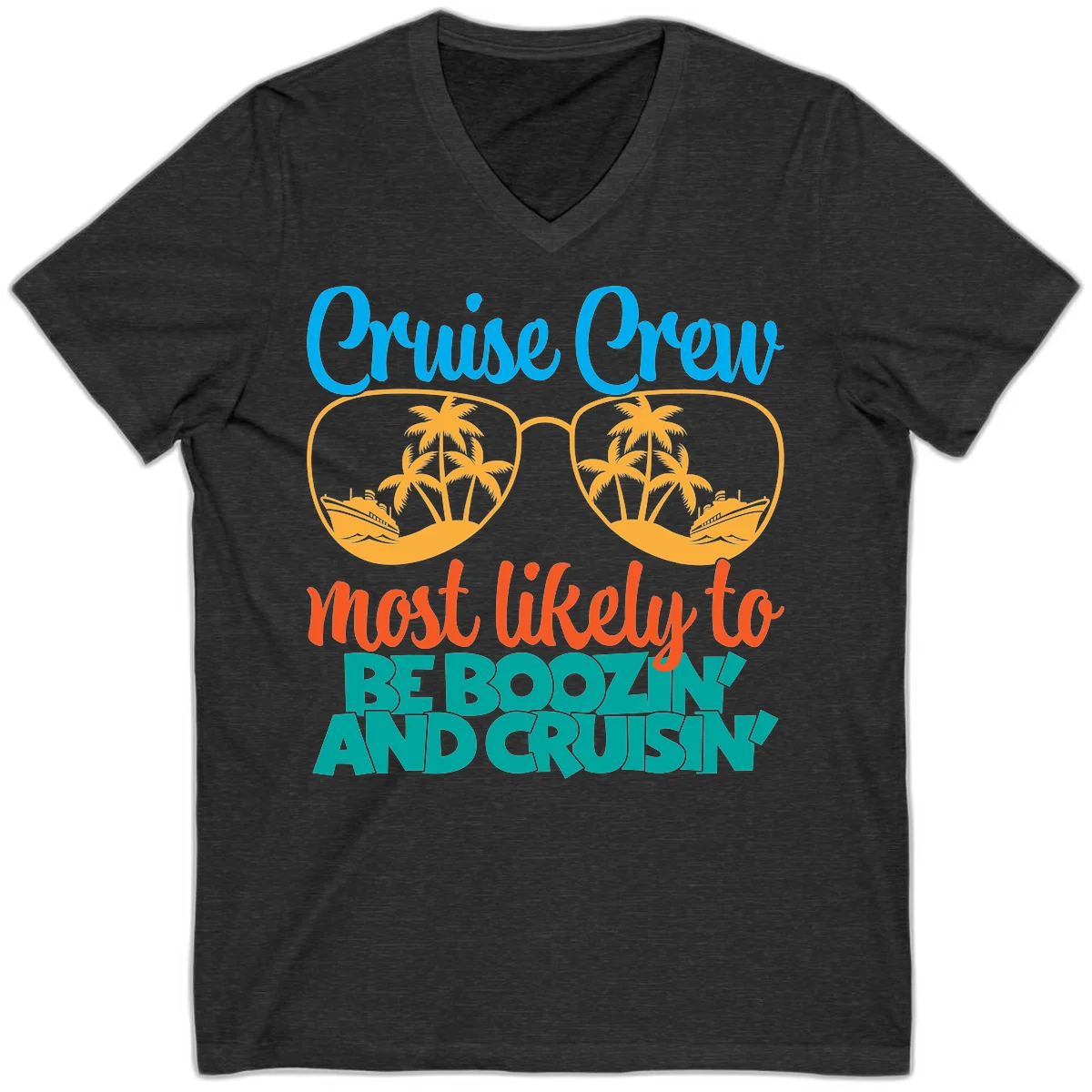 Cruise Crew Most Likely to be Boozing V-Neck in Dark Grey Heather