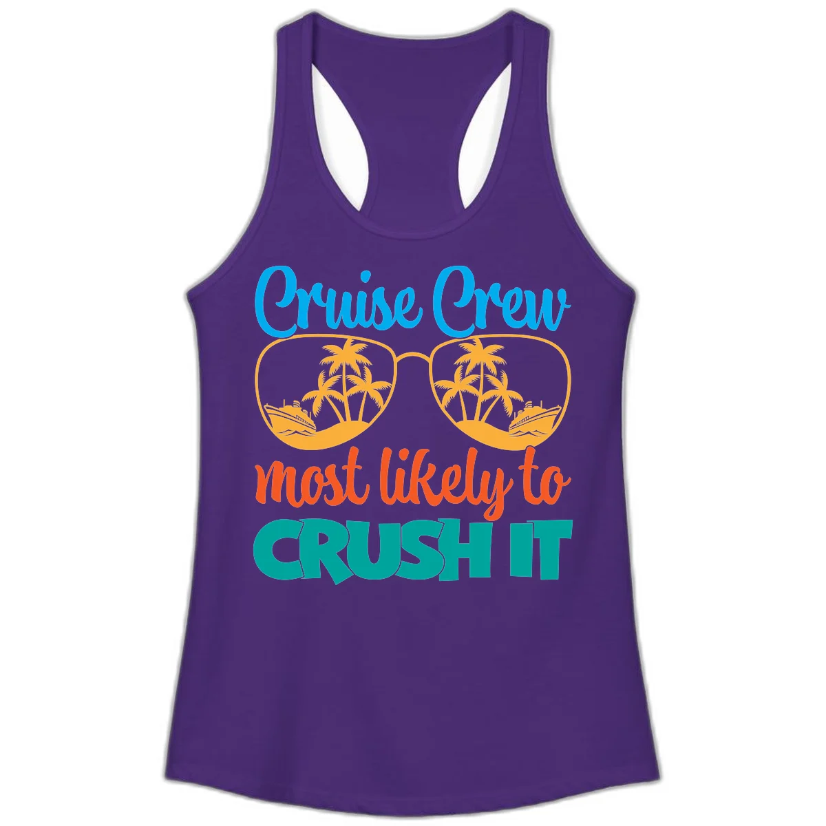 Cruise Crew Most Likely To Crush It Ladies Tank in Solid Purple Rush