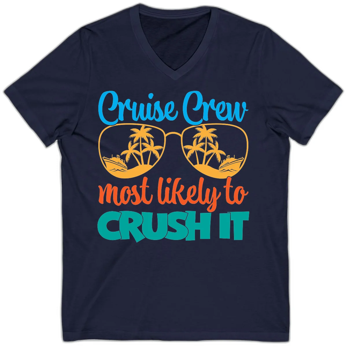 Cruise Crew Most Likely To Crush It V-Neck in Navy