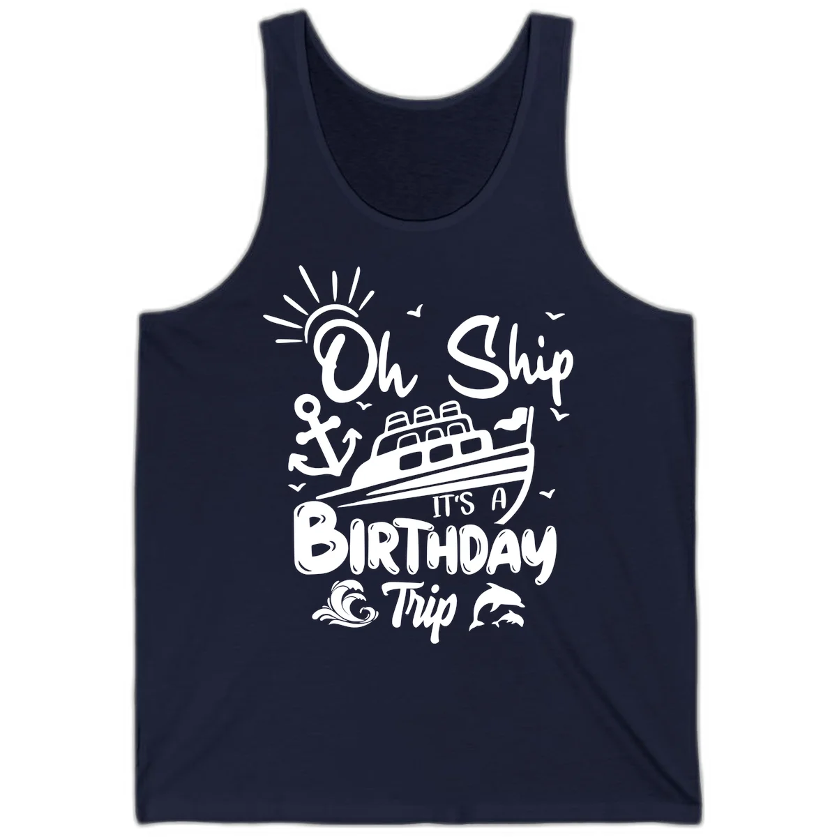 Oh Ship It's A Birthday Trip Tank Top in Navy