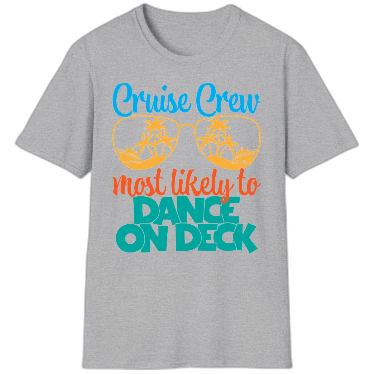 Cruise Crew Most Likely To Dance On Deck T-Shirt in Sport Grey