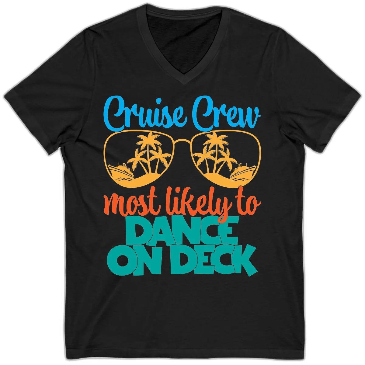 Cruise Crew Most Likely To Dance On Deck V-Neck in Black