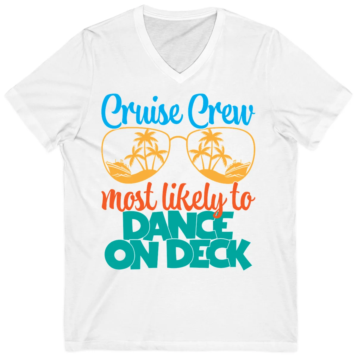 Cruise Crew Most Likely To Dance On Deck V-Neck in White