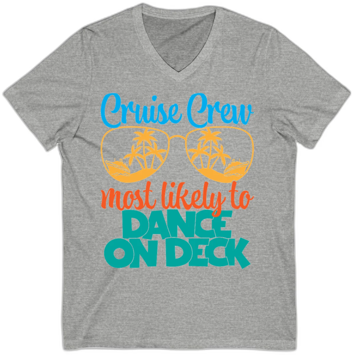 Cruise Crew Most Likely To Dance On Deck V-Neck in Athletic Heather