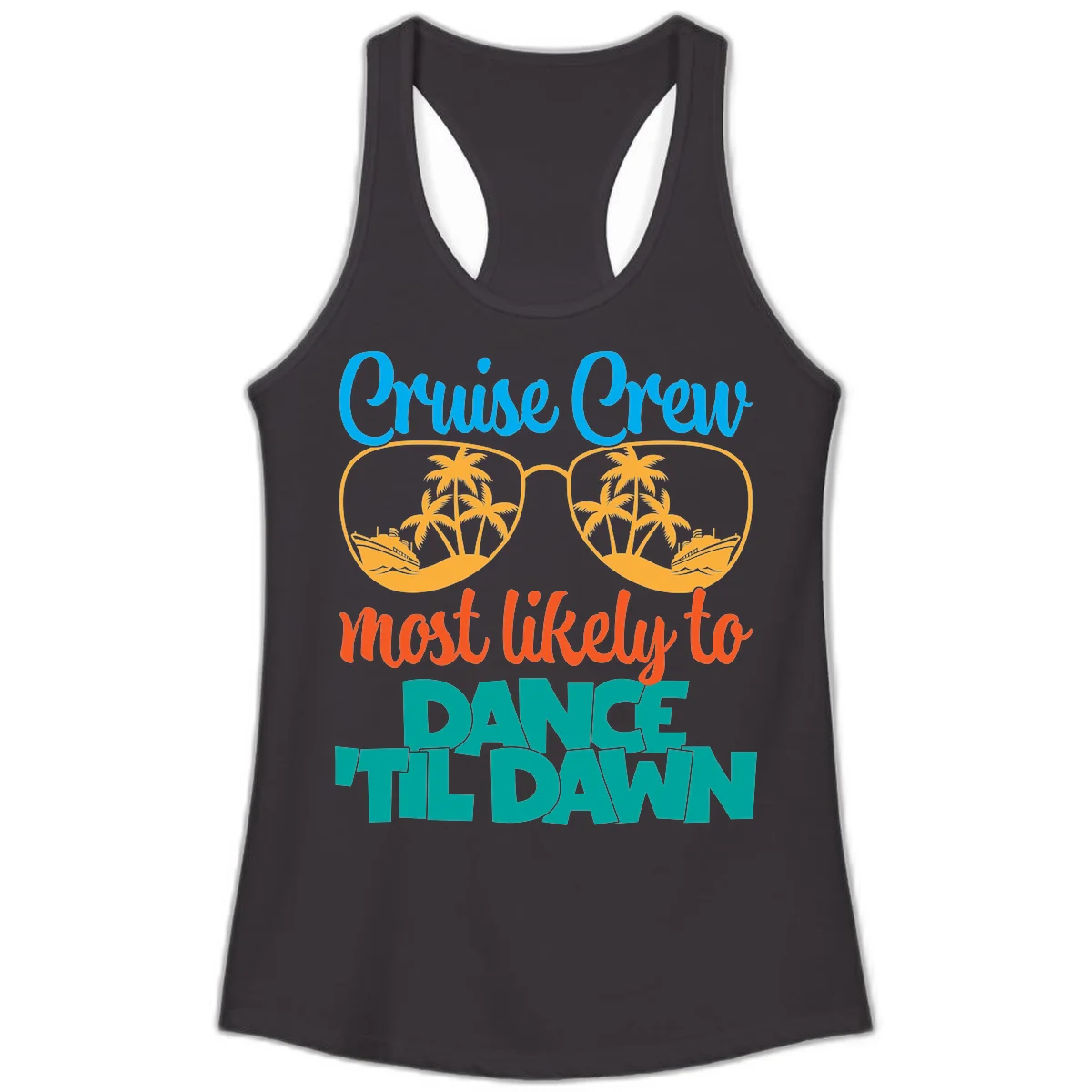 Cruise Crew Most Likely To Dance Till Dawn Ladies Tank in Black