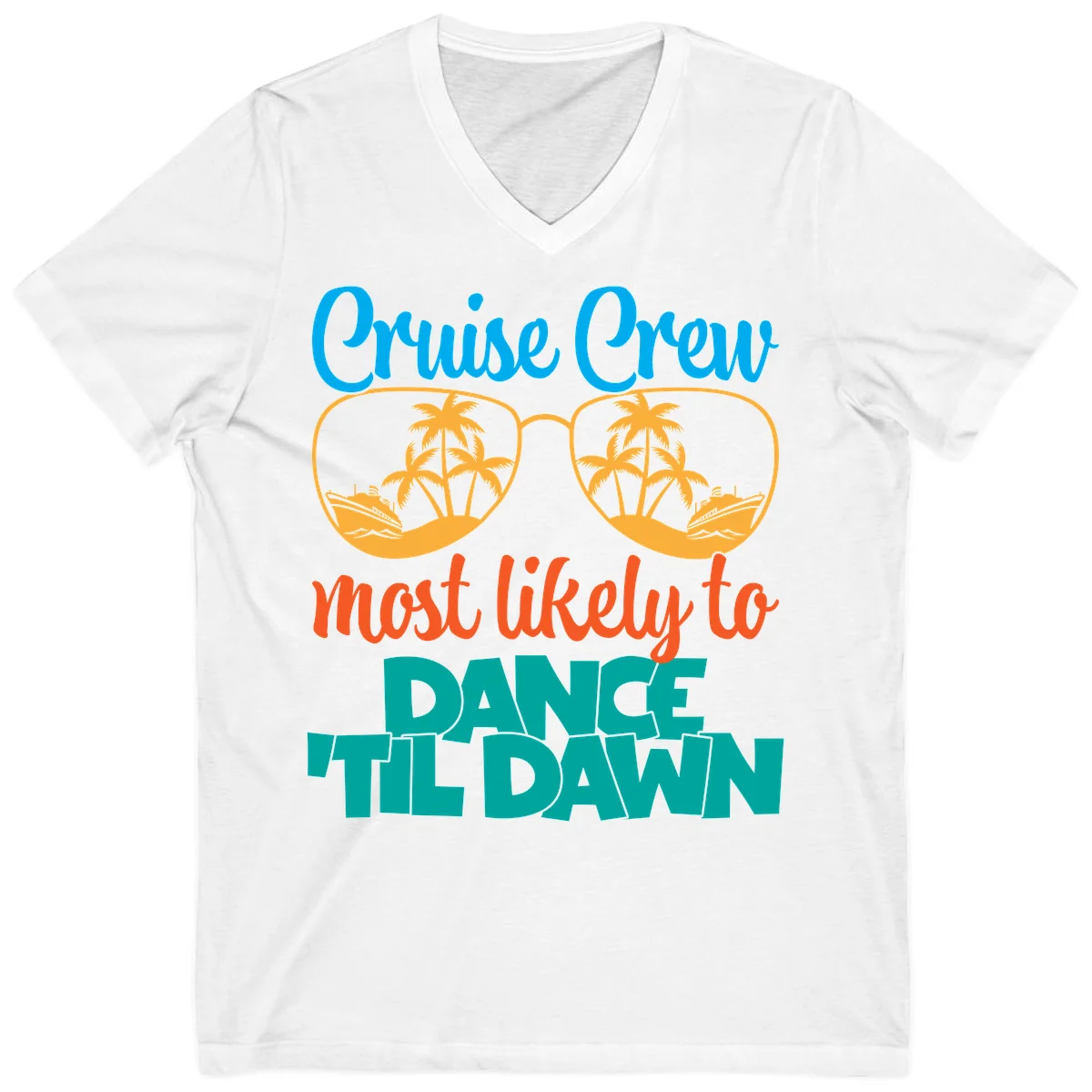 Cruise Crew Most Likely To Dance Till Dawn V-Neck in White