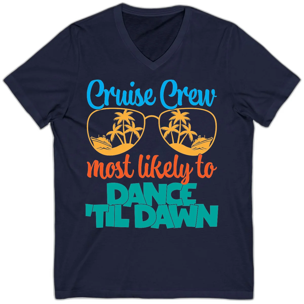 Cruise Crew Most Likely To Dance Till Dawn V-Neck in Navy