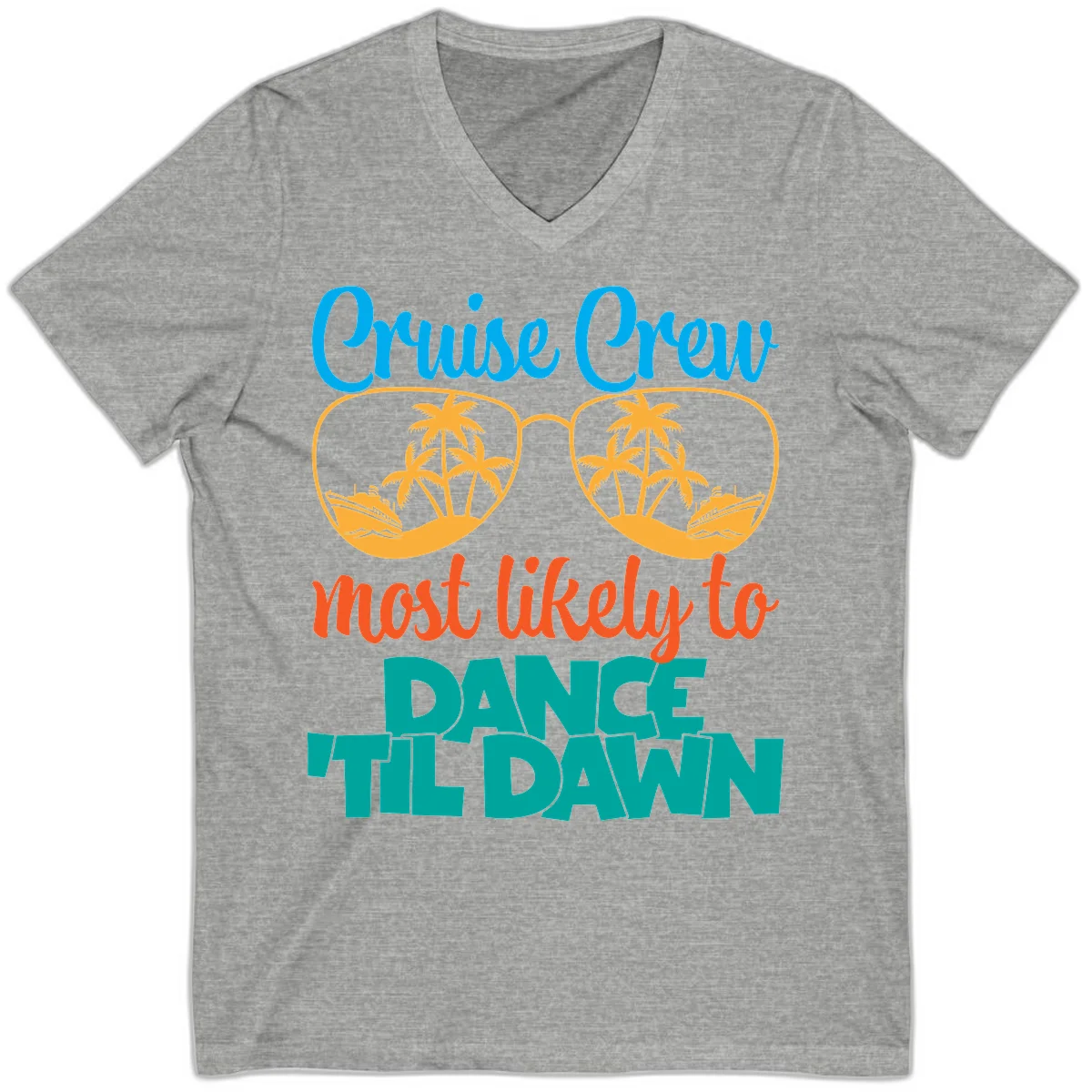 Cruise Crew Most Likely To Dance Till Dawn V-Neck in Athletic Heather