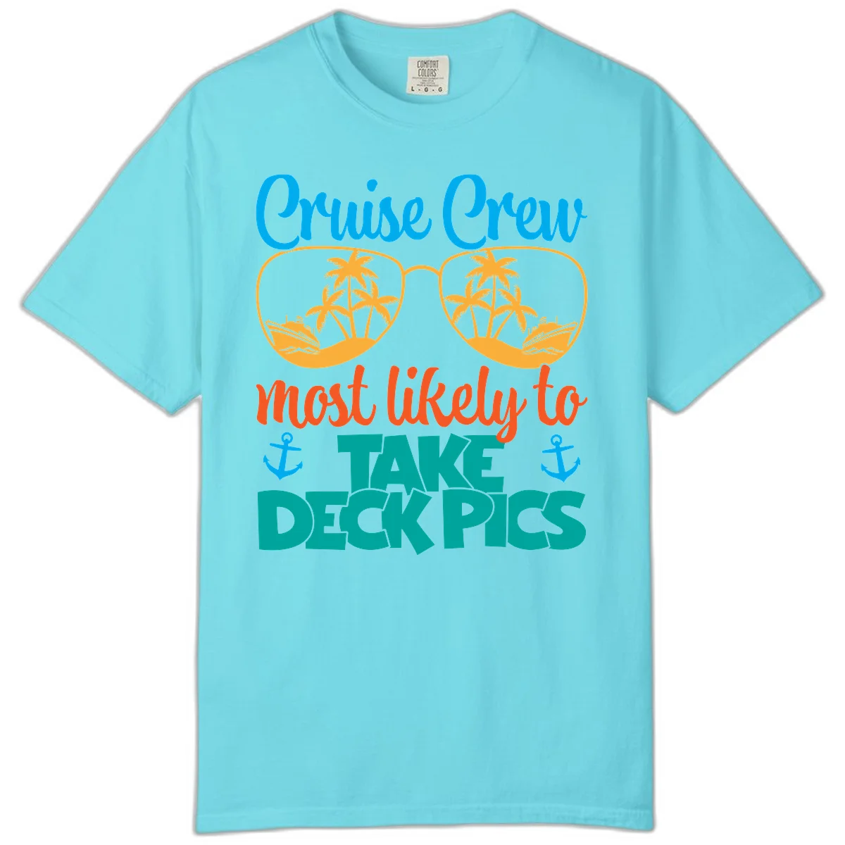 Cruise Crew What Likely To Take Deckpics Comfort Color T-Shirt in Lagoon Blue