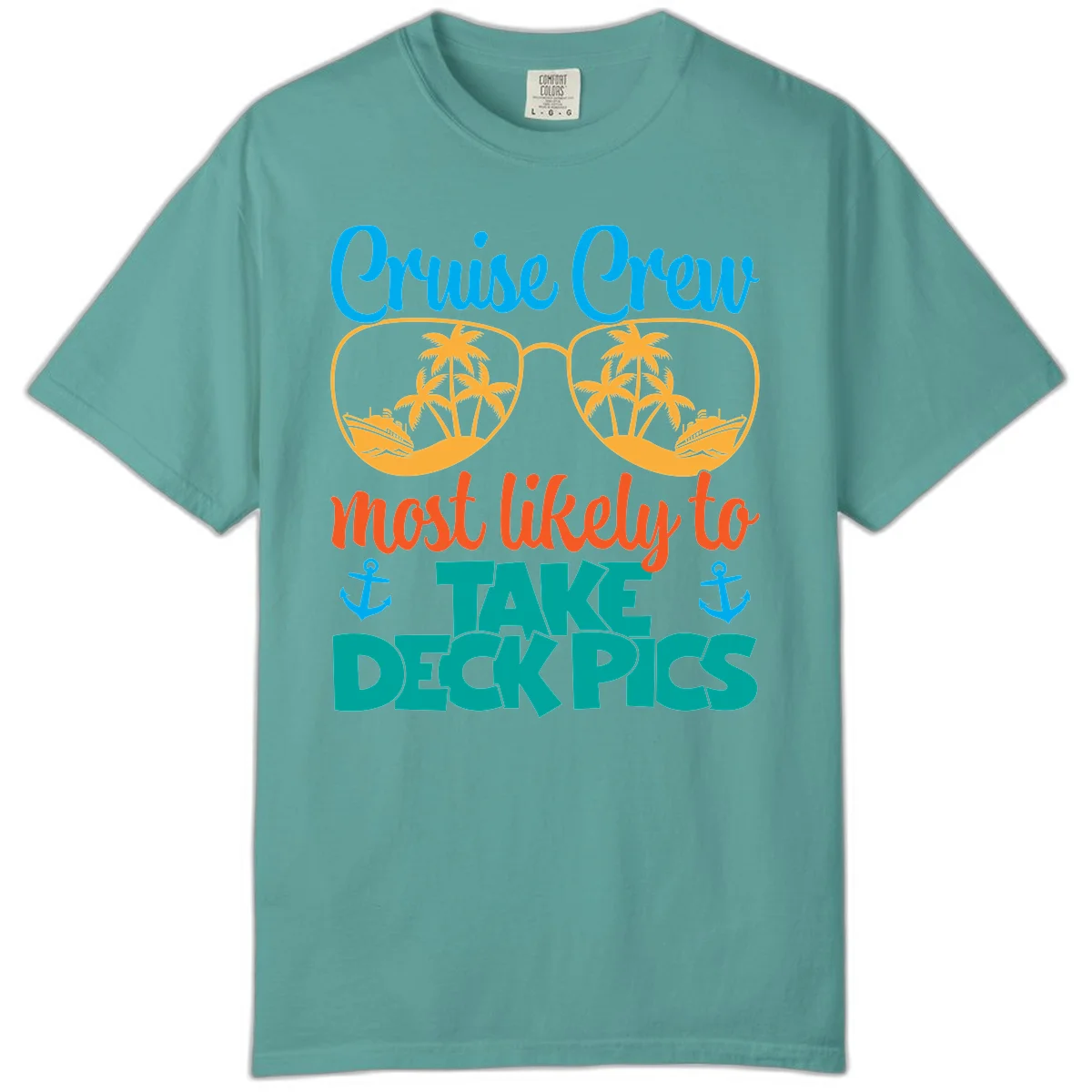 Cruise Crew What Likely To Take Deckpics Comfort Color T-Shirt in Seafoam