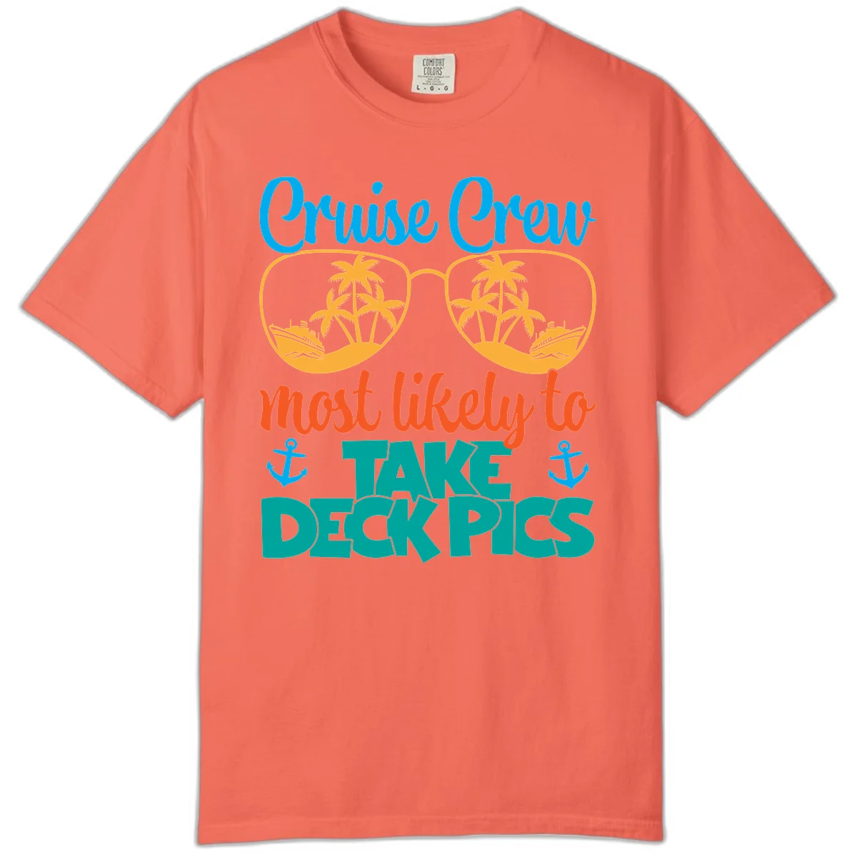 Cruise Crew What Likely To Take Deckpics Comfort Color T-Shirt in Bright Salmon