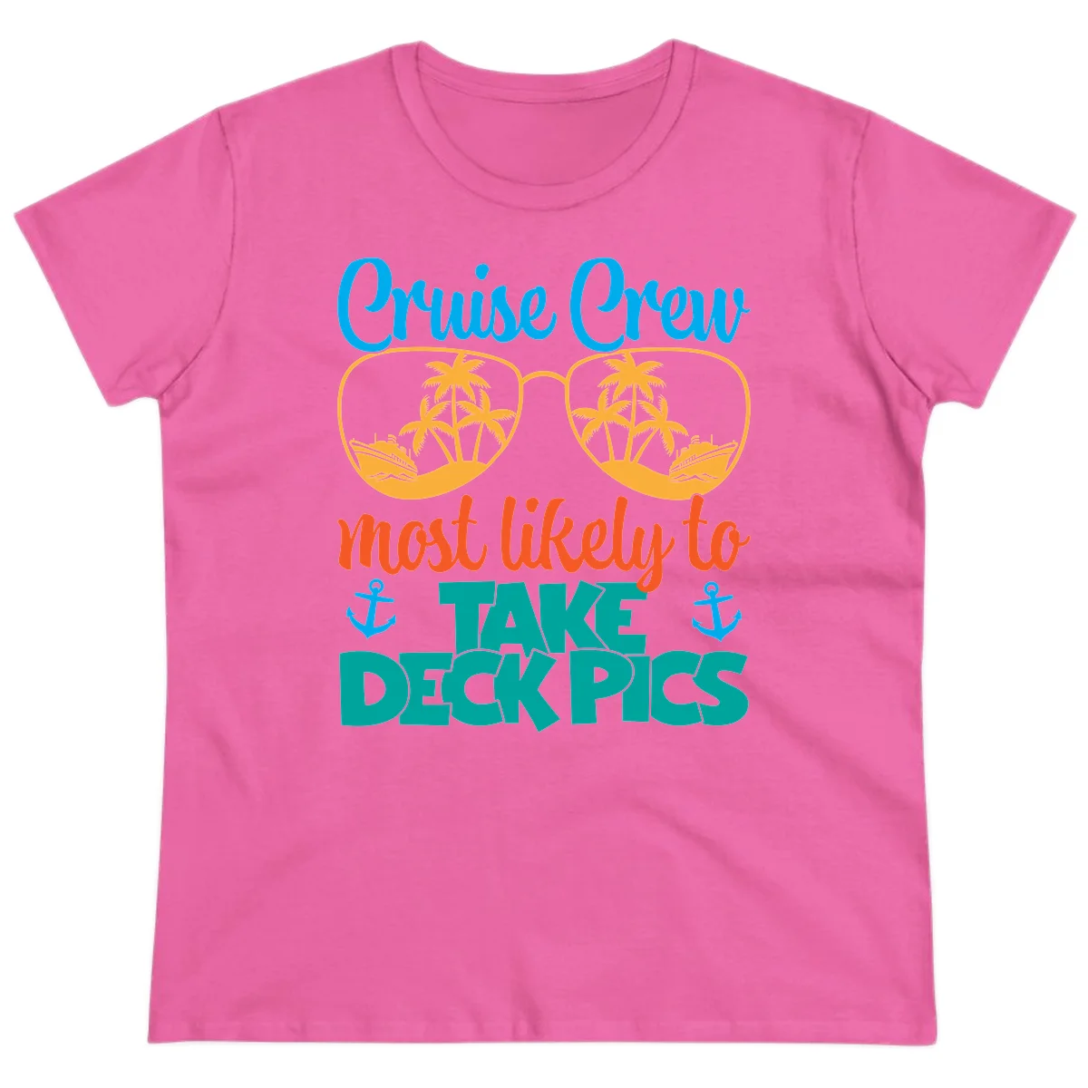 Cruise Crew What Likely To Take Deckpics Ladies Tee in Azalea