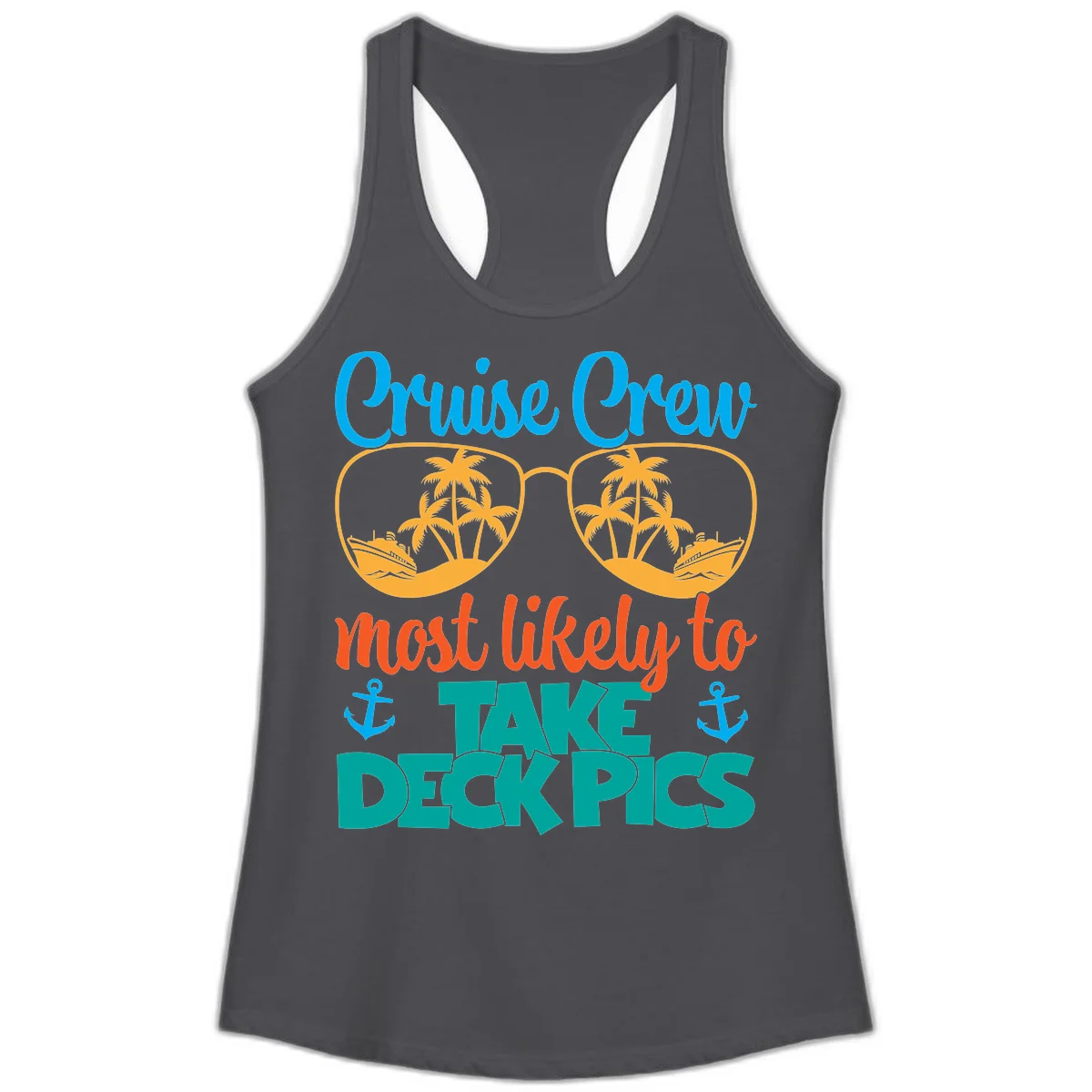 Cruise Crew What Likely To Take Deckpics Ladies Tank in Solid Dark Gray