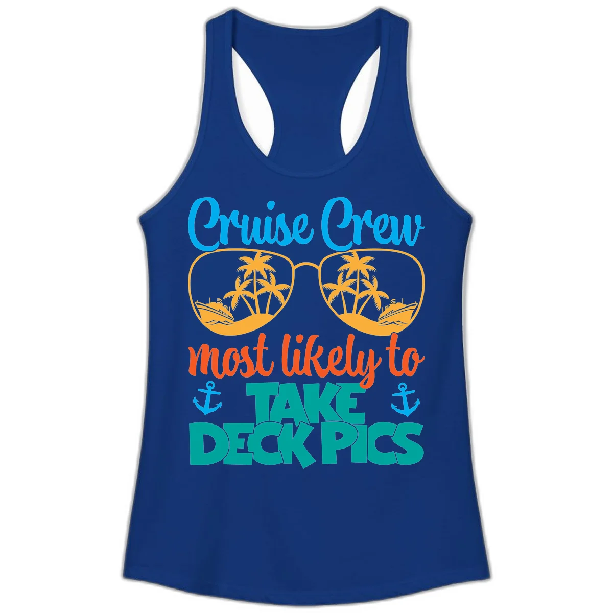 Cruise Crew What Likely To Take Deckpics Ladies Tank in Solid Royal
