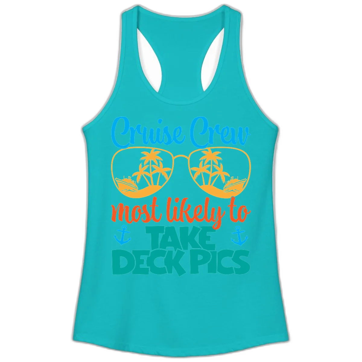 Cruise Crew What Likely To Take Deckpics Ladies Tank in Tahiti Blue