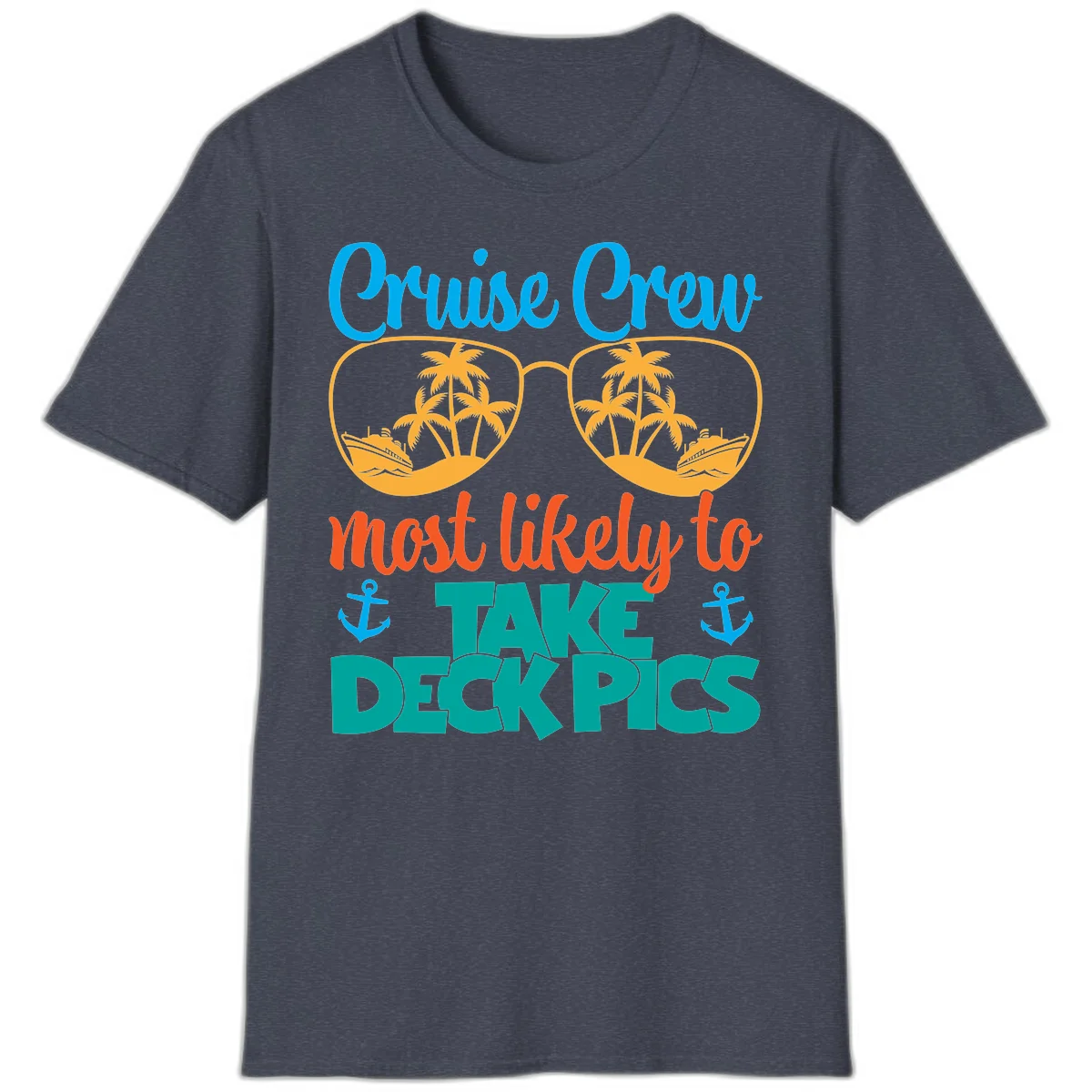 Cruise Crew What Likely To Take Deckpics T-Shirt in Heather Navy