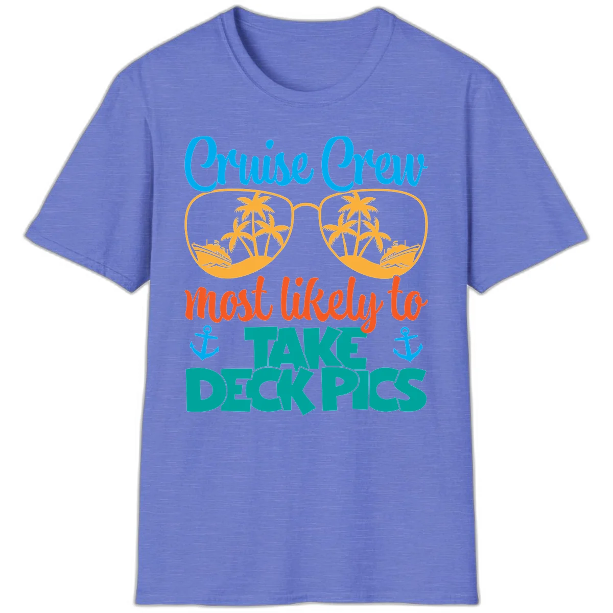 Cruise Crew What Likely To Take Deckpics T-Shirt in Heather Royal