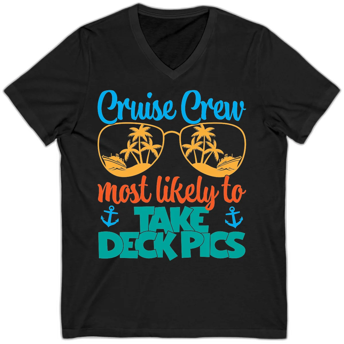 Cruise Crew What Likely To Take Deckpics V-Neck in Black