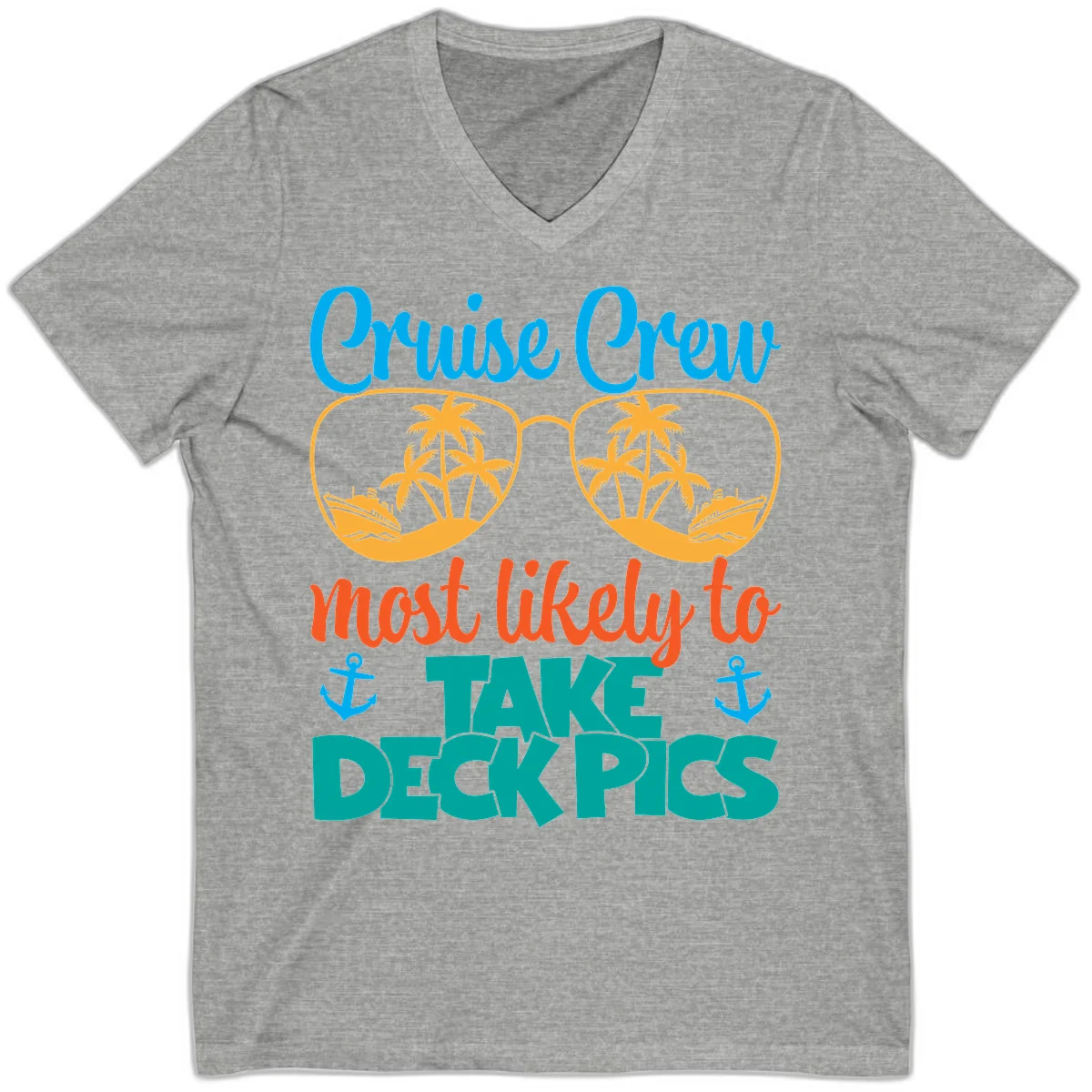 Cruise Crew What Likely To Take Deckpics V-Neck in Athletic Heather