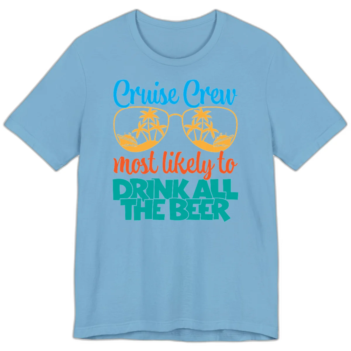 Cruise Crew Most Likely To Drink All Beer Premium T-Shirt in Ocean Blue