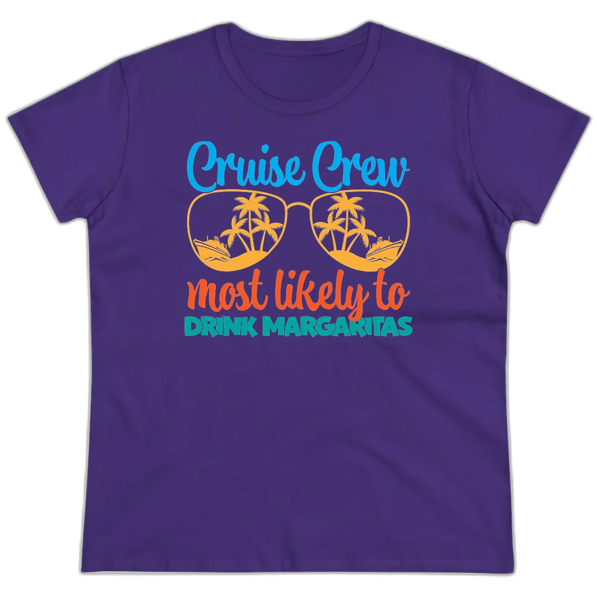 Cruise Crew Most Likely To Drink Margaritas Ladies Tee in Purple