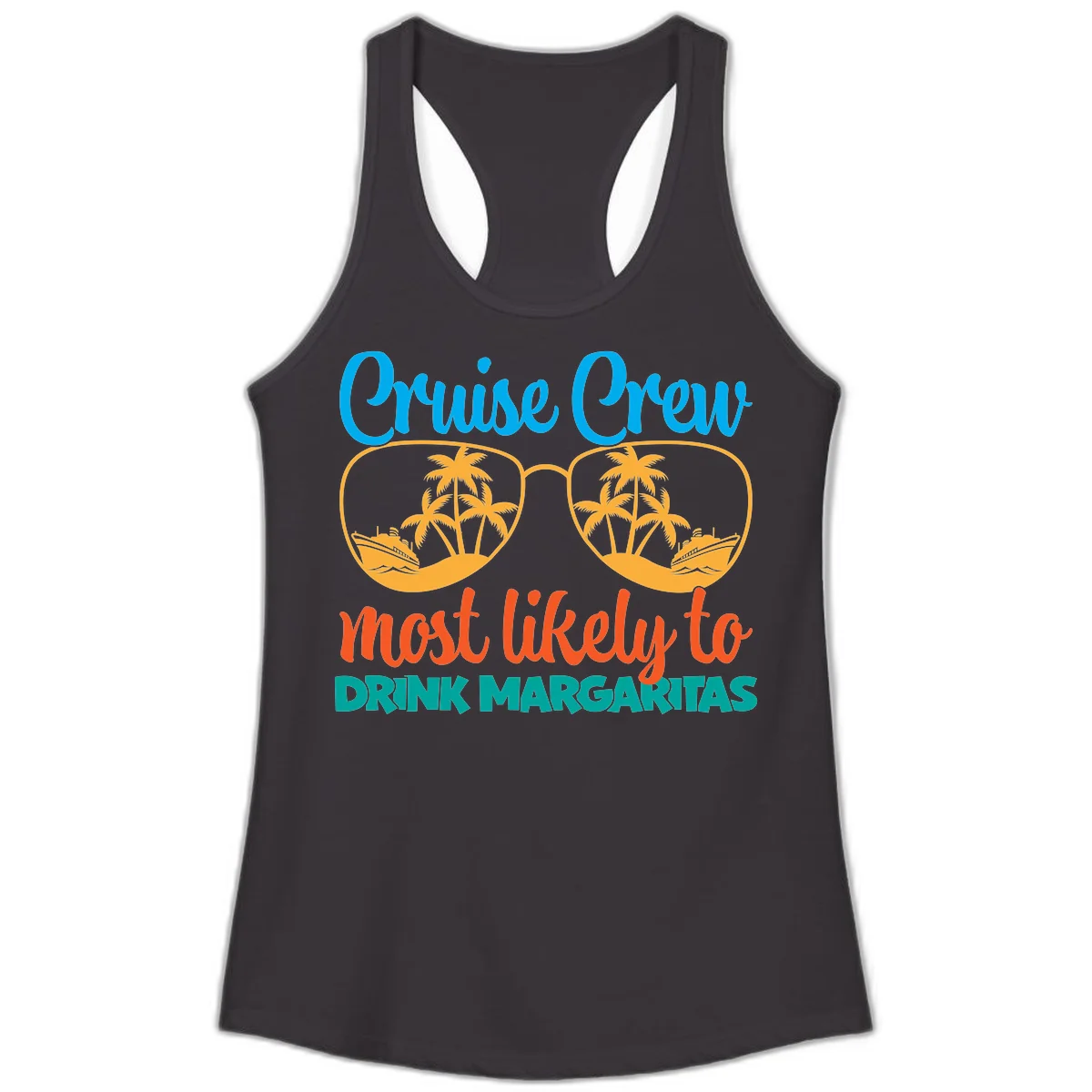 Cruise Crew Most Likely To Drink Margaritas Ladies Tank in Black