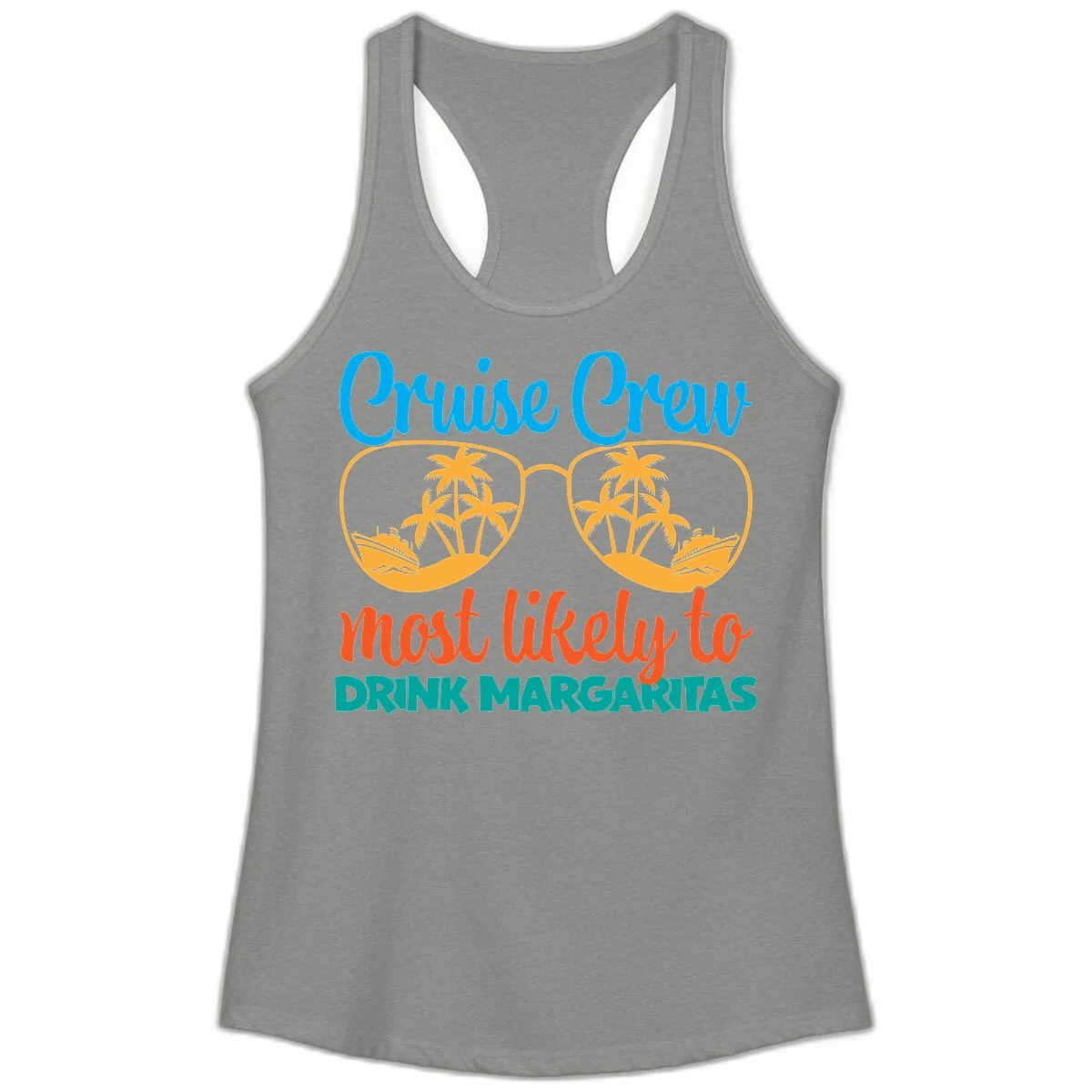 Cruise Crew Most Likely To Drink Margaritas Ladies Tank in Heather Grey