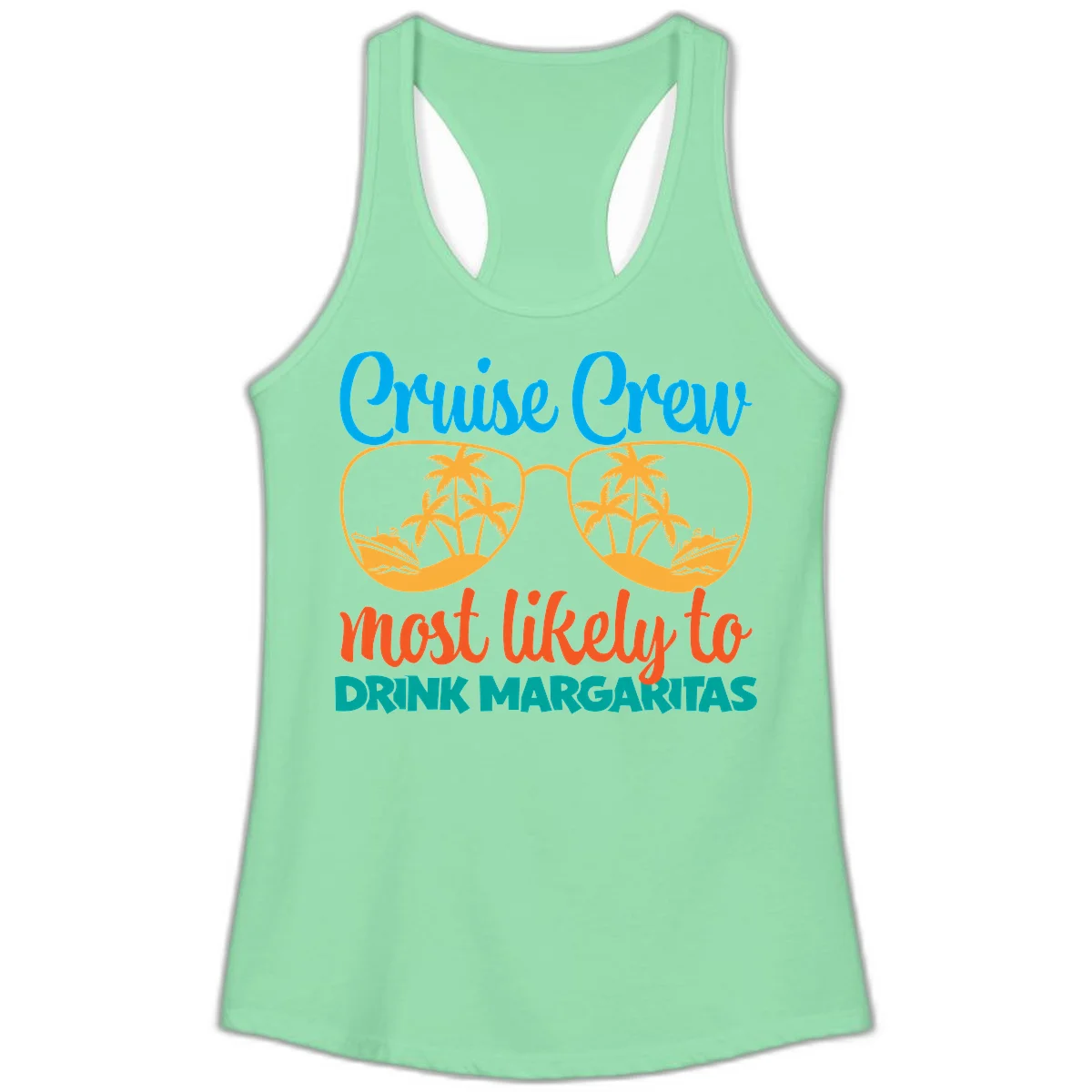 Cruise Crew Most Likely To Drink Margaritas Ladies Tank in Solid Mint