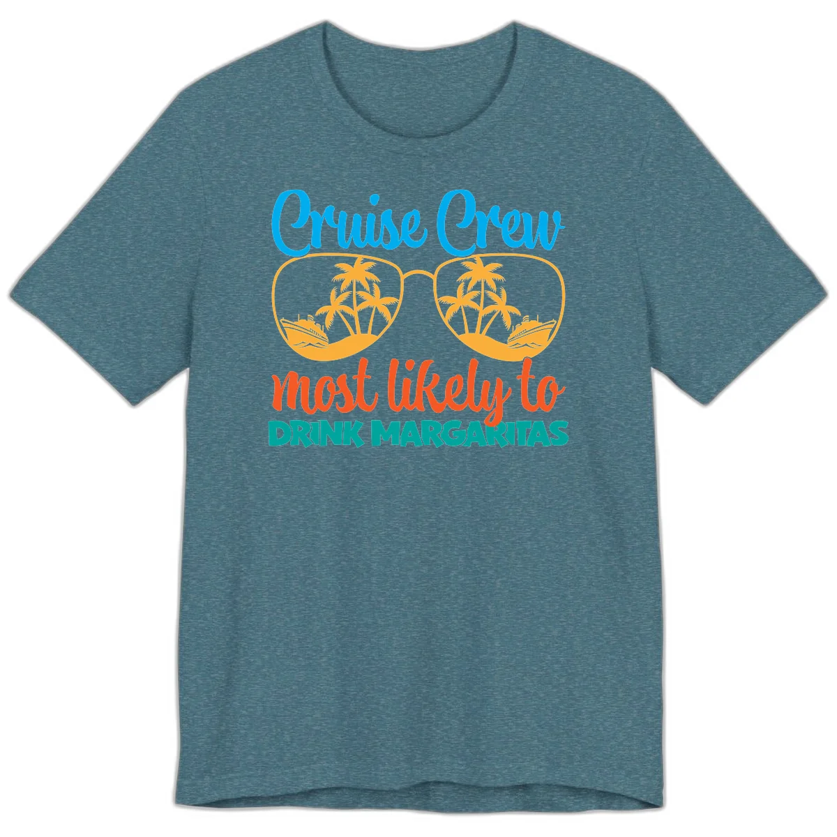Cruise Crew Most Likely To Drink Margaritas Premium T-Shirt in Heather Deep Teal