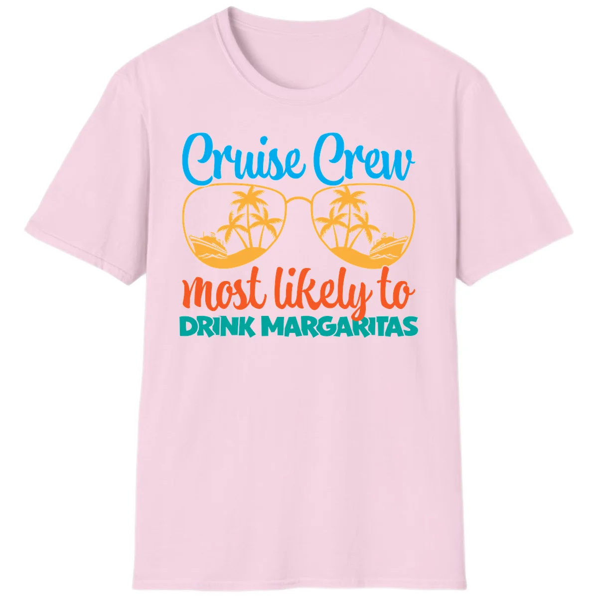 Cruise Crew Most Likely To Drink Margaritas T-Shirt in Light Pink