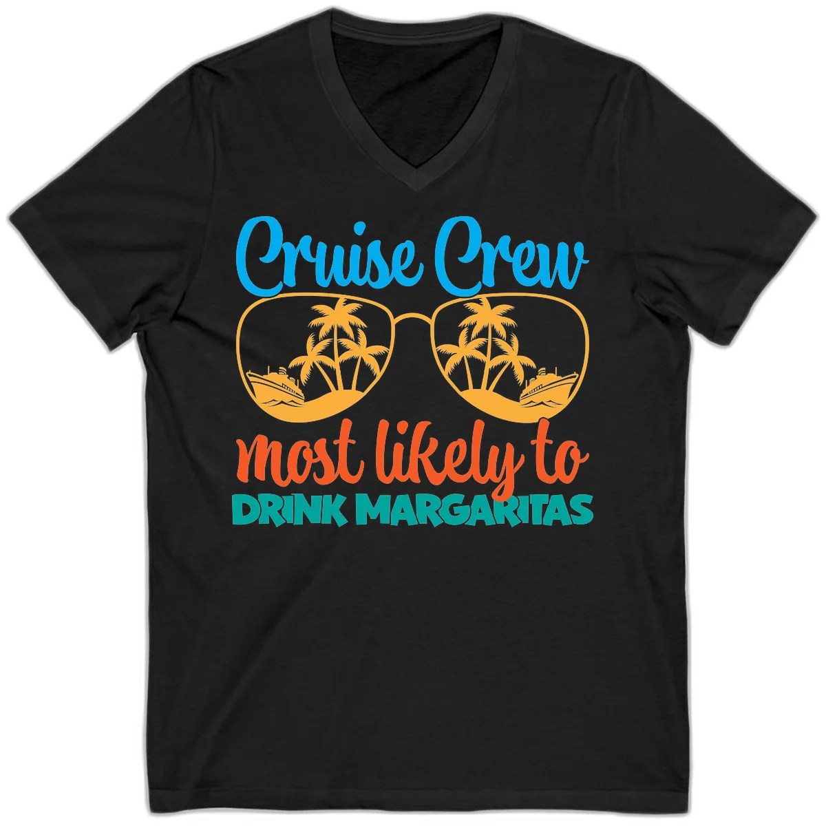 Cruise Crew Most Likely To Drink Margaritas V-Neck in Black